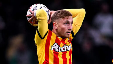 Tom Pouilly, piston droit du RC Lens a joué une mi-temps lors du Derby