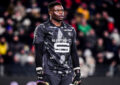 Brice Samba, ancien du RC Lens, pour son premier match avec rennes