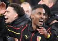 Joie des joueurs du RC Lens après la victoire face à Rennes