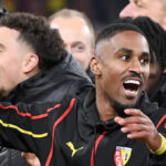 Joie des joueurs du RC Lens après la victoire face à Rennes